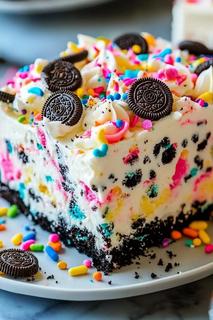 No-Bake Funfetti Oreo Icebox Cake