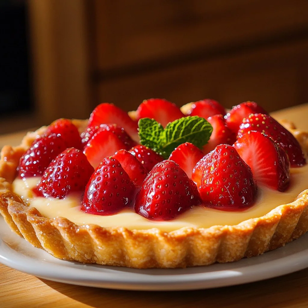 Vanilla Custard & Strawberry Tart