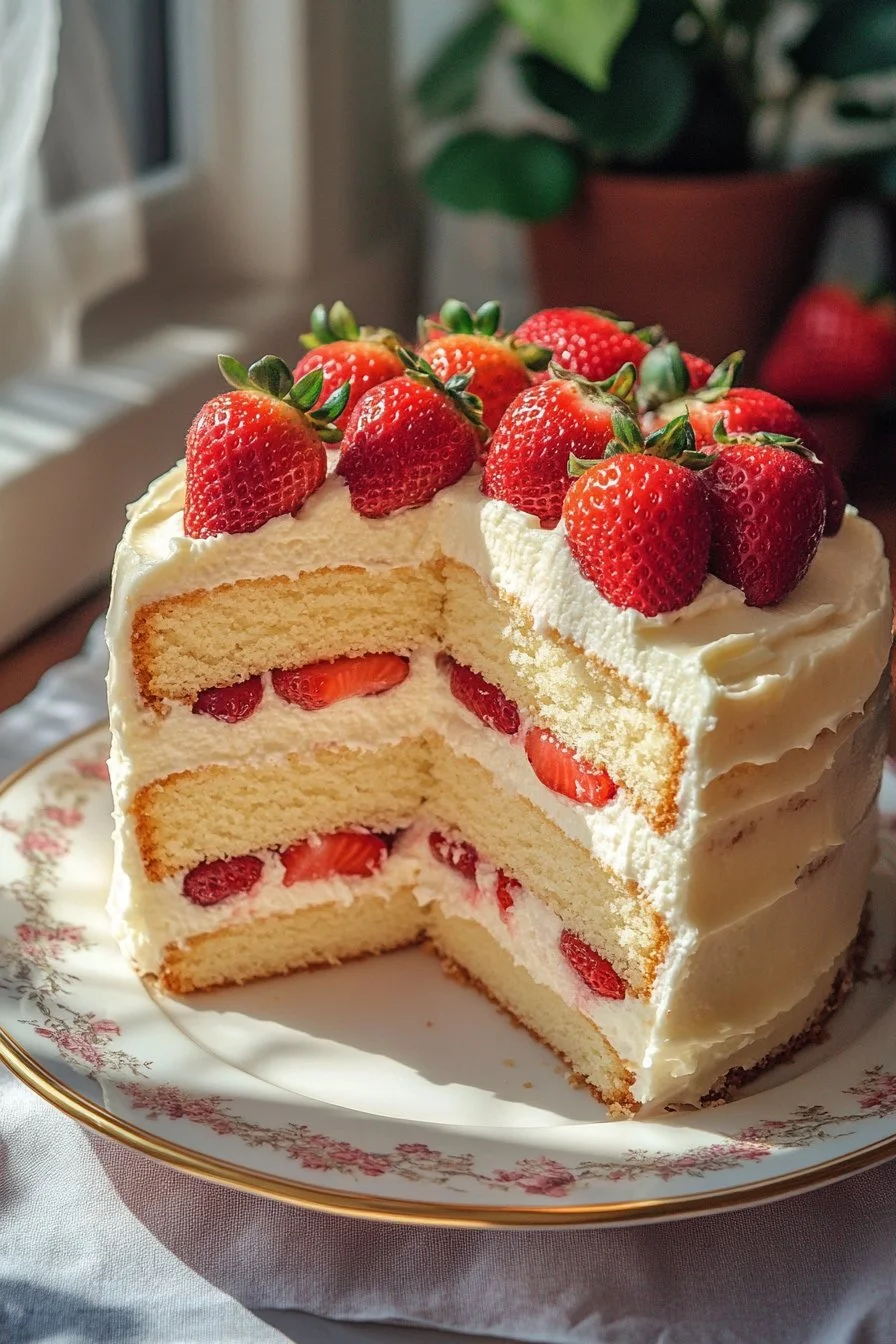 Vanilla Cake with Strawberry Filling