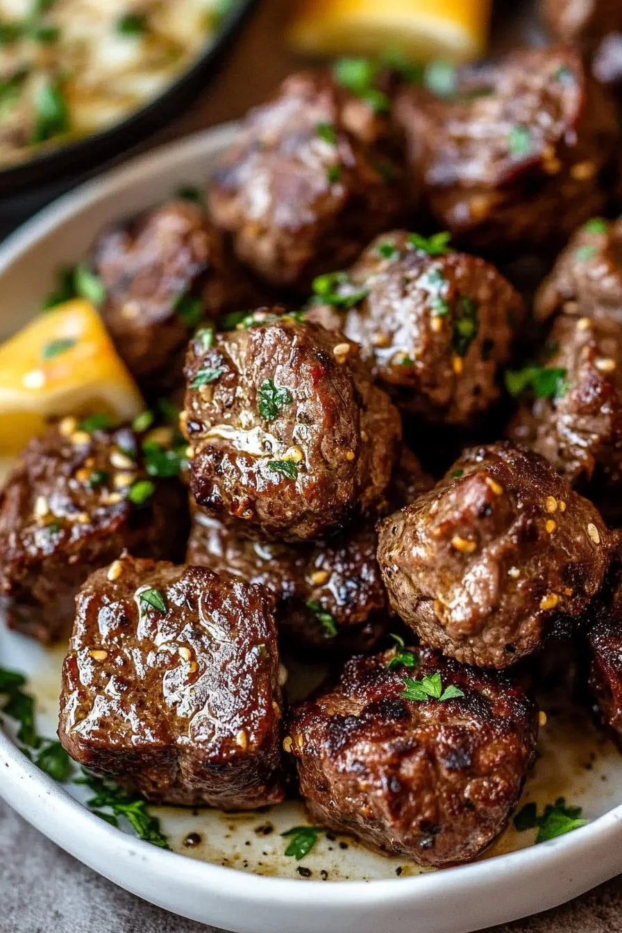 High Protein Slow Cooker Garlic Butter Beef Bites