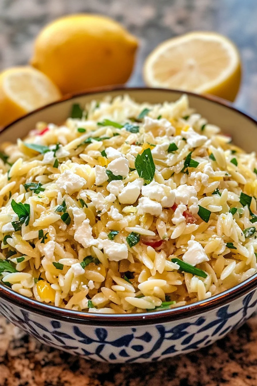 30-Minute Lemon Orzo Salad With Feta - theamazingfood