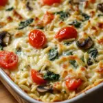 Cheesy Baked Orzo with Vegetables