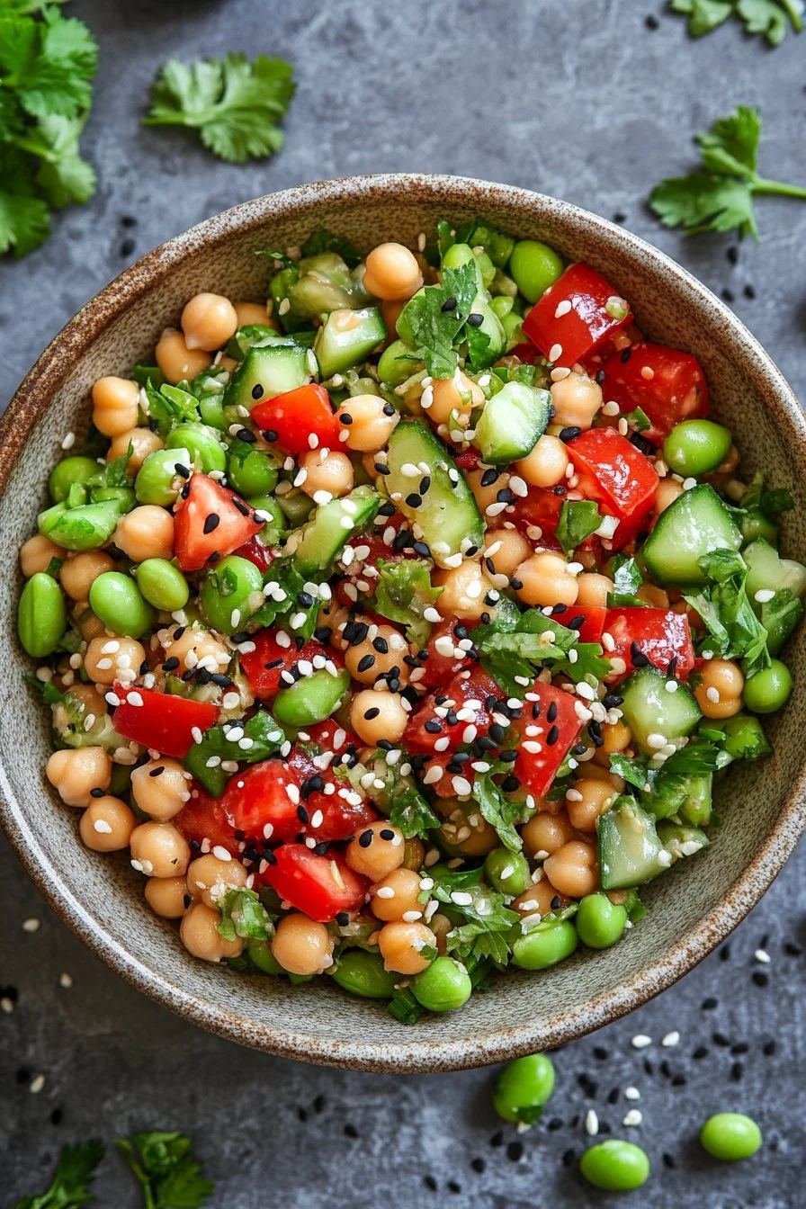 Chickpea Edamame Salad with Ginger Sesame Vinaigrette 7 Chickpea Edamame Salad with Ginger Sesame Vinaigrette
