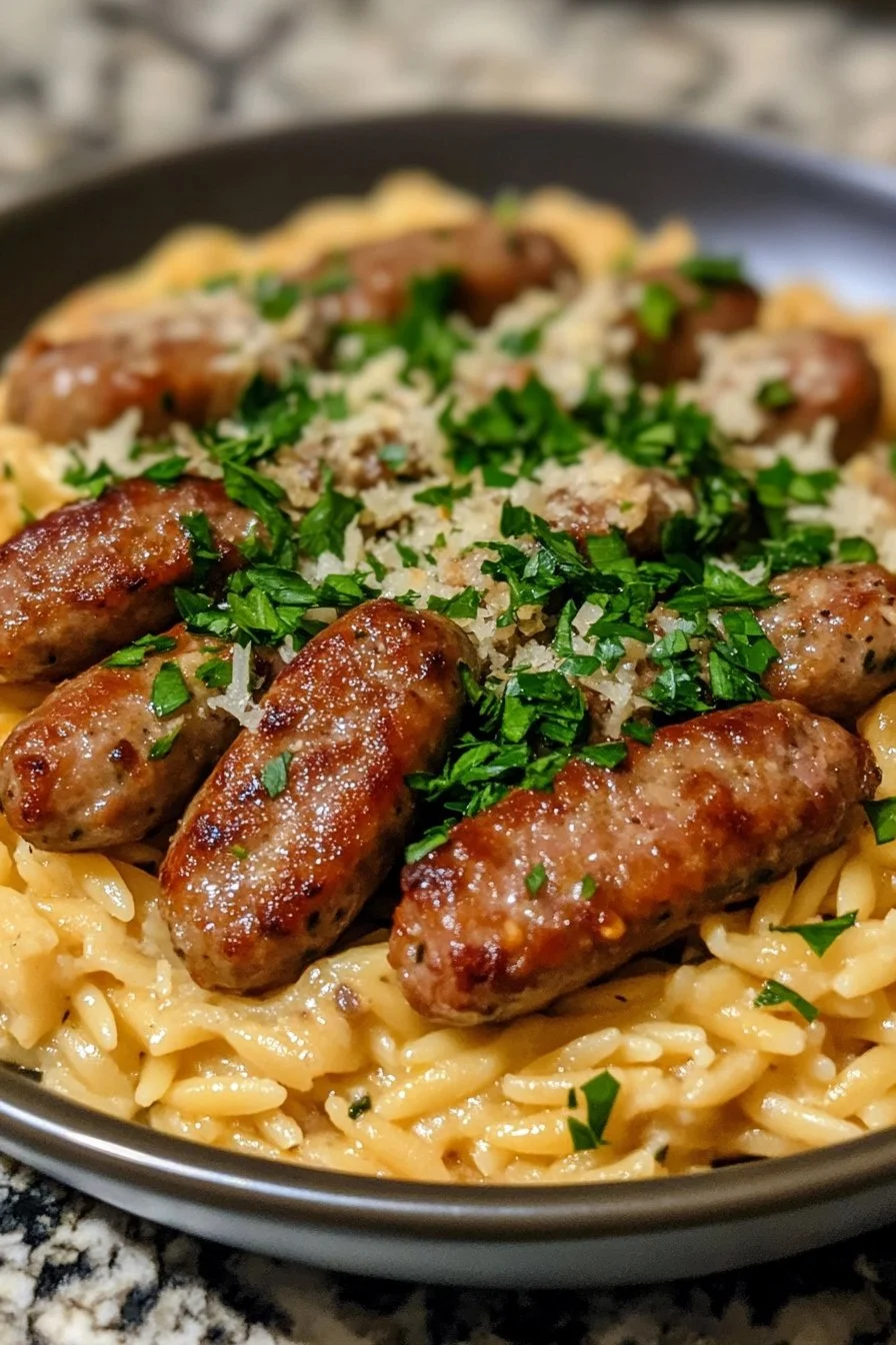 Creamy Garlic Parmesan Sausage Orzo