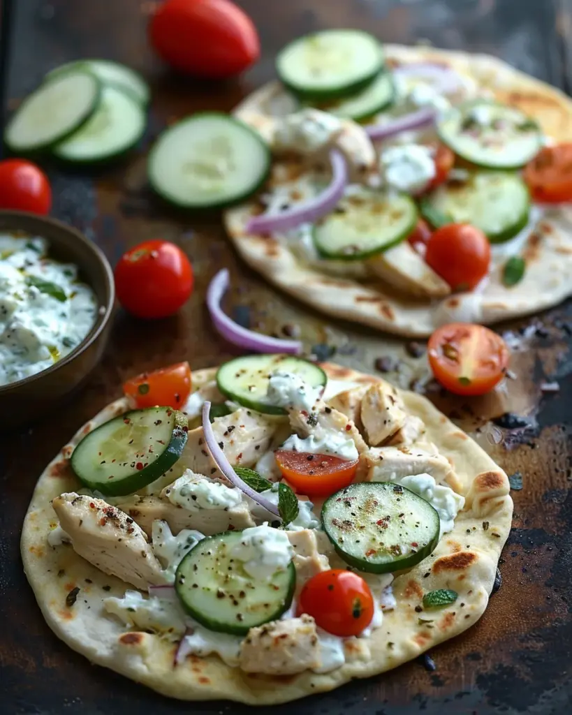 Creamy Greek Chicken Flatbread: Irresistibly Flavorful Delight
