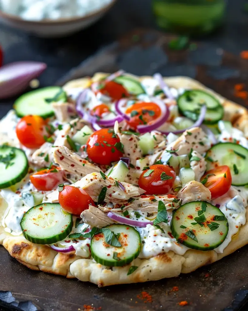 Creamy Greek Chicken Flatbread: Irresistibly Flavorful Delight