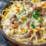 Creamy Venison Alfredo Pasta Bake
