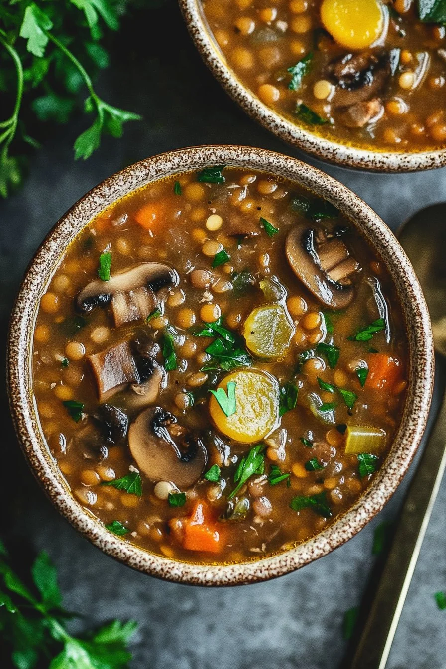 French Lentil and Mushroom Soup Recipe