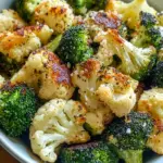 Garlic Parmesan Roasted Broccoli and Cauliflower