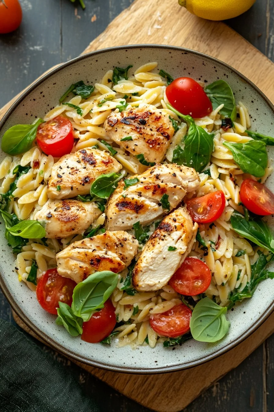 Lemon Orzo Salad with Chicken