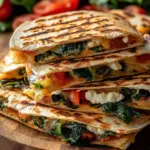 Mediterranean Quesadilla with Spinach, Feta, and Mozzarella