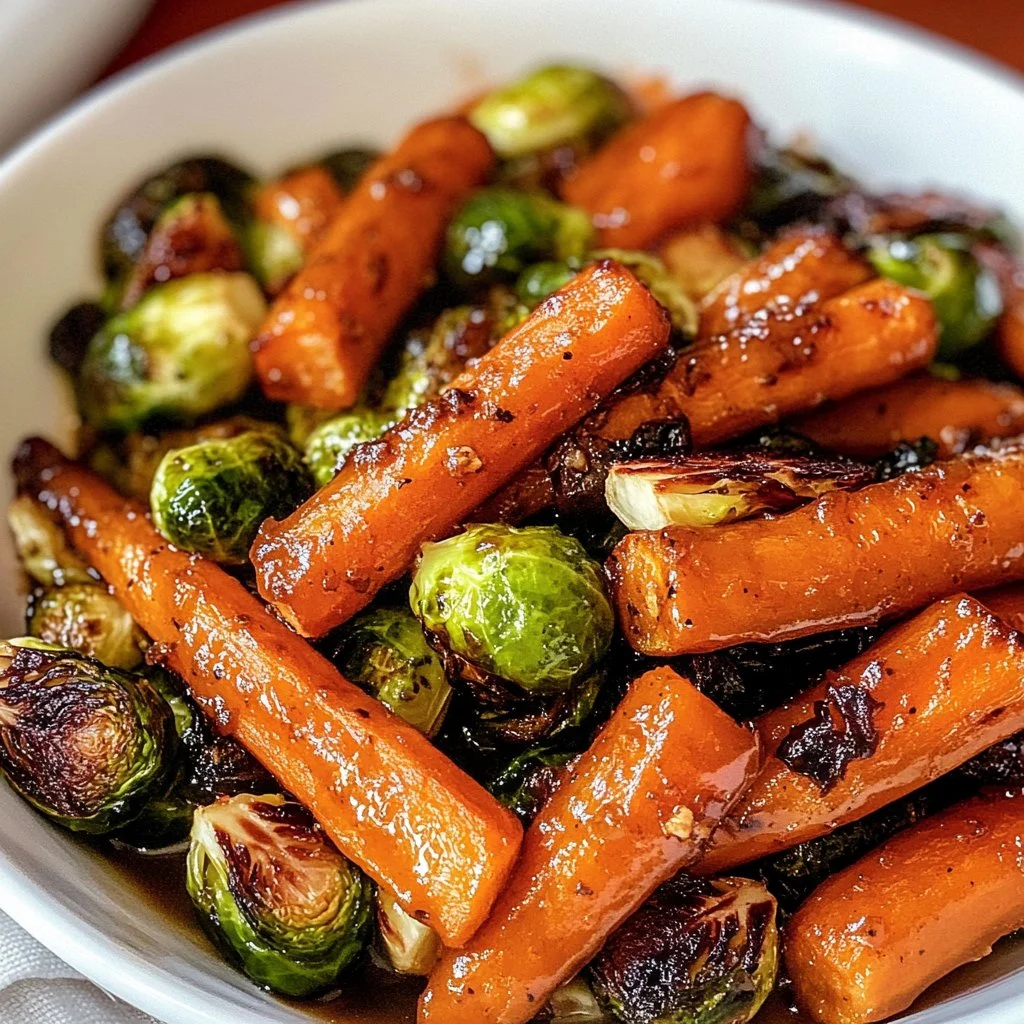 Paleo Maple Glazed Carrots and Brussels Sprouts