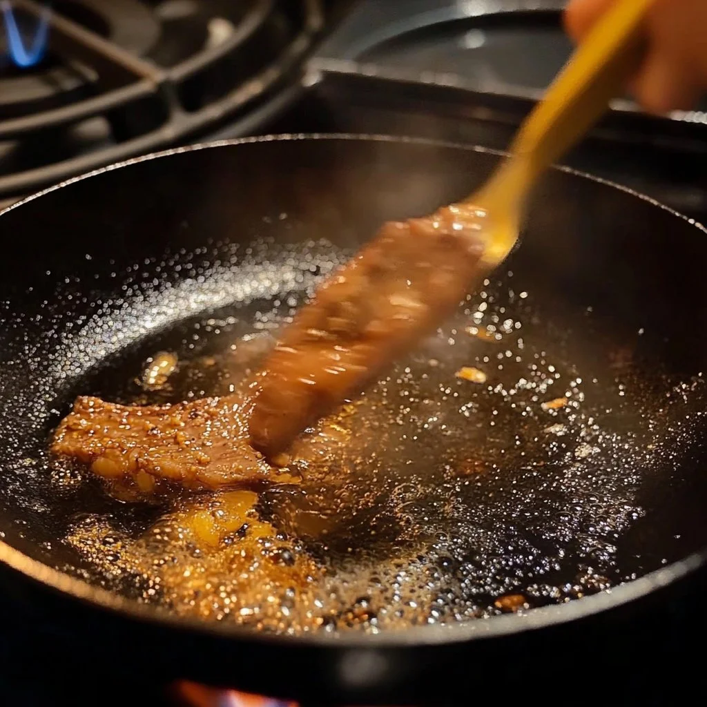 Juicy pan-seared steak cooked to perfection with a golden crust.