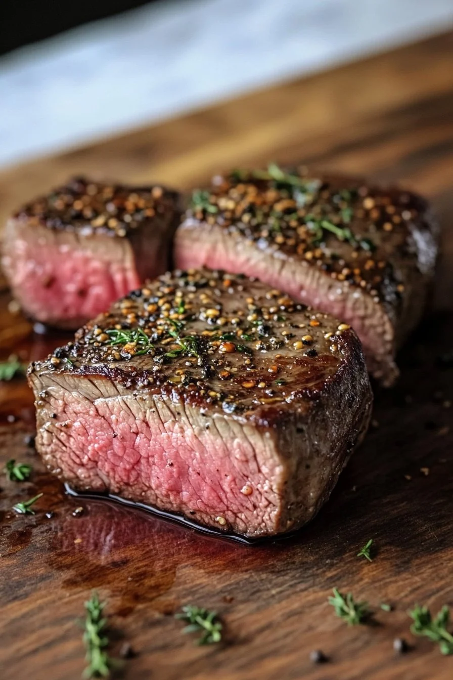 Perfect medium rare steak 🥩(The KitchenAPP)