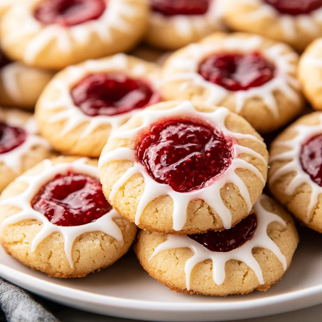 Raspberry Almond Thumbprint Cookies