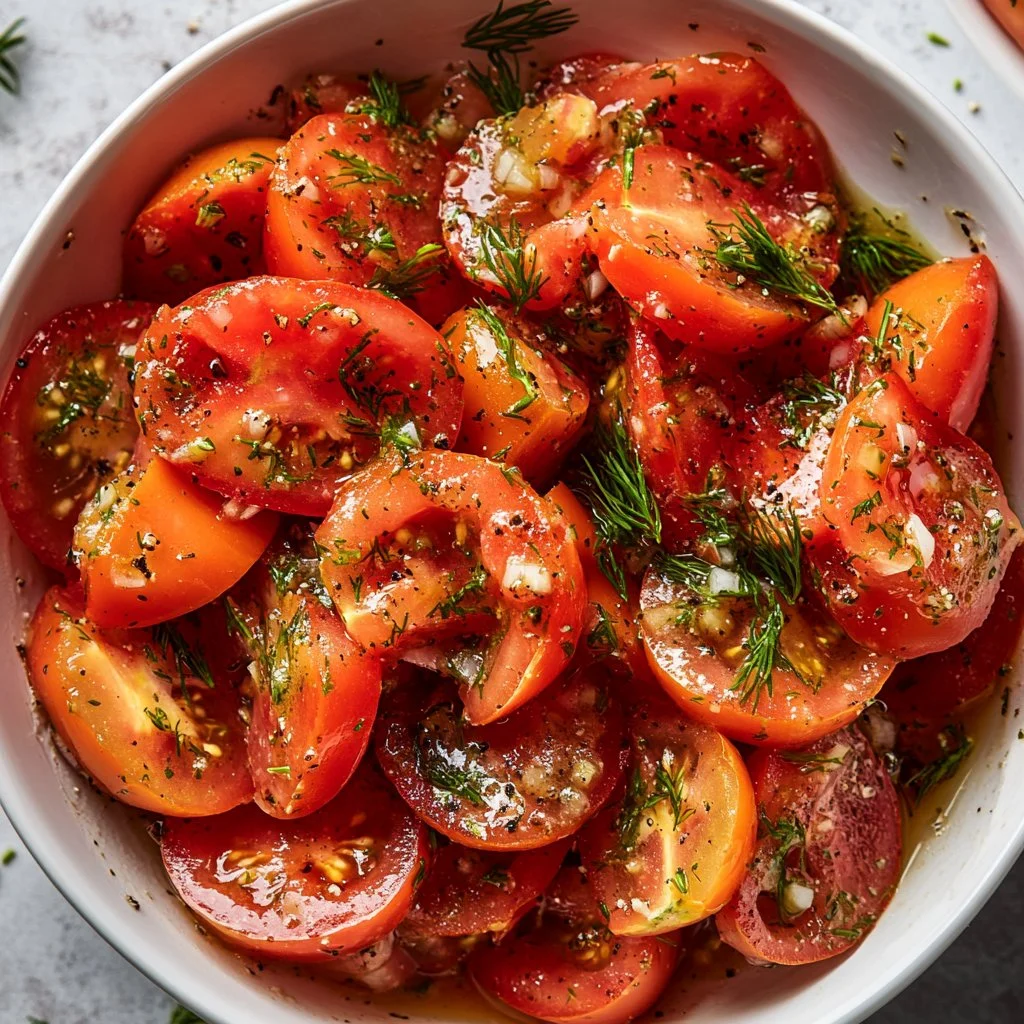 Fresh Tomato Garlic Salad with vibrant tomatoes and garlic dressing