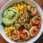 Blackened Shrimp and Grilled Corn Salad with Avocado Ranch
