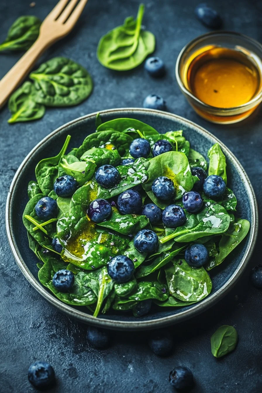 Blueberry Spinach Salad with Honey Balsamic Dressing