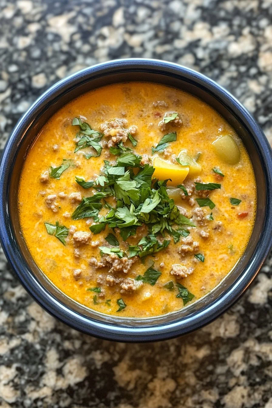 Cheesy Hamburger Potato Soup