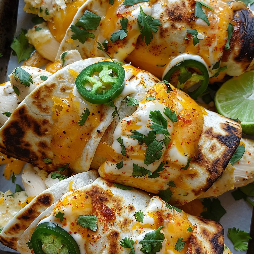 Cheesy Jalapeño Popper Smash Chicken Burritos