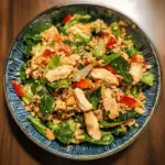 Chicken Crispy Rice Salad with Peanut Dressing