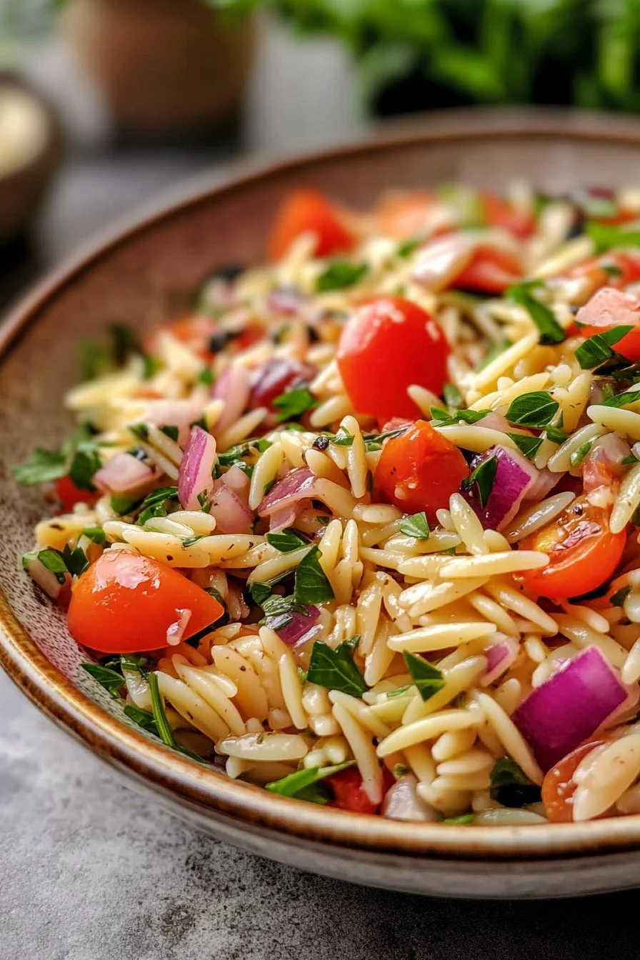Classic Balsamic Orzo Salad - flirtyfood