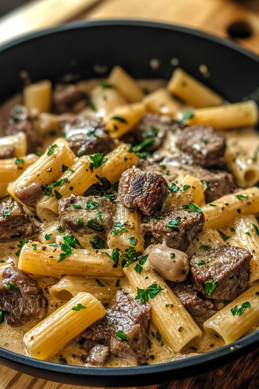 Creamy Garlic Butter Steak Rigatoni