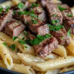 Creamy Garlic Parmesan Steak Pasta