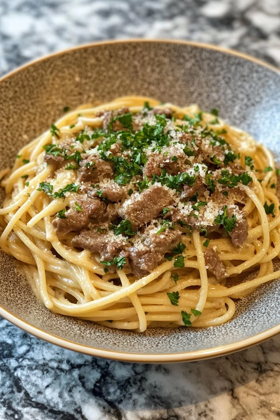 Creamy Steak Pasta Garlic
