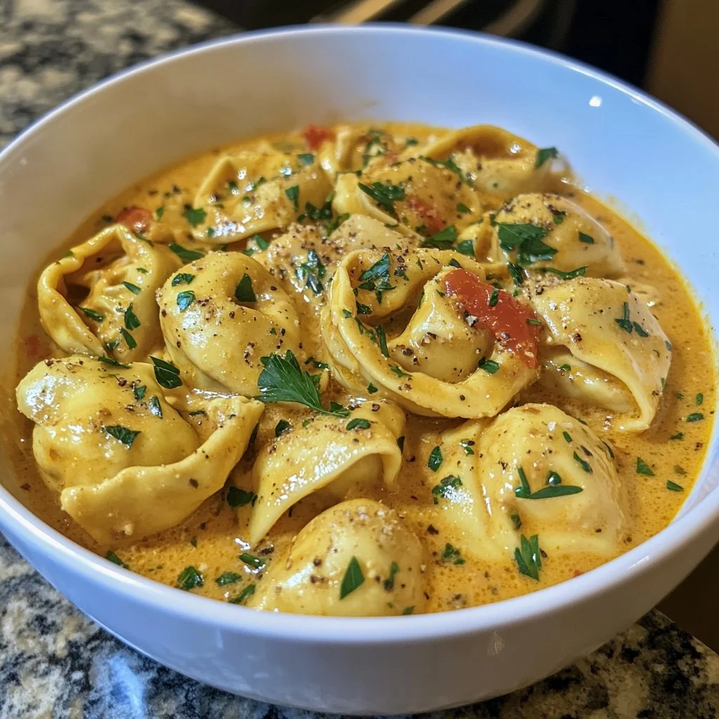 Delicious CrockPot Chicken Tortellini dish served in a bowl