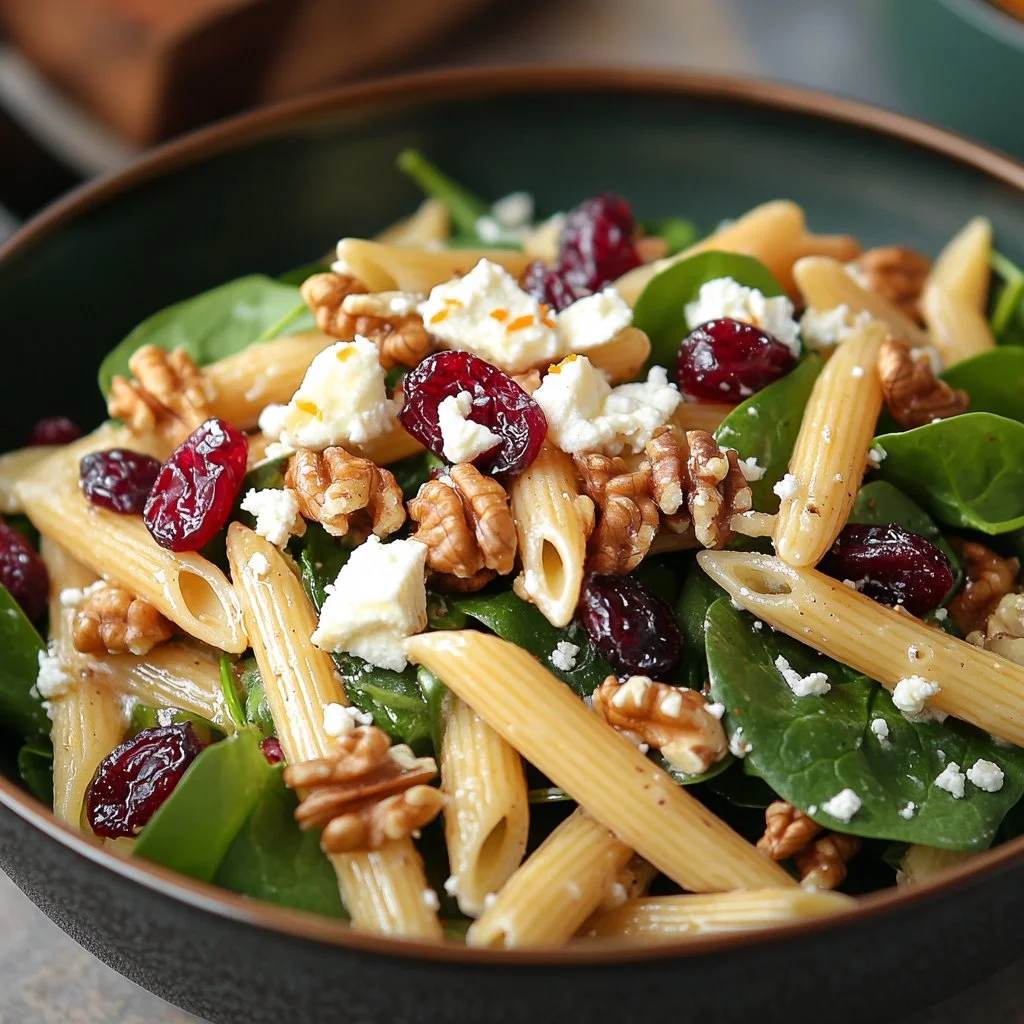Feta & Cranberry Penne Salad with Orange Vinaigrette
