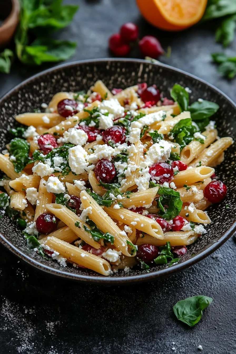 Feta & Cranberry Penne Salad with Orange Vinaigrette