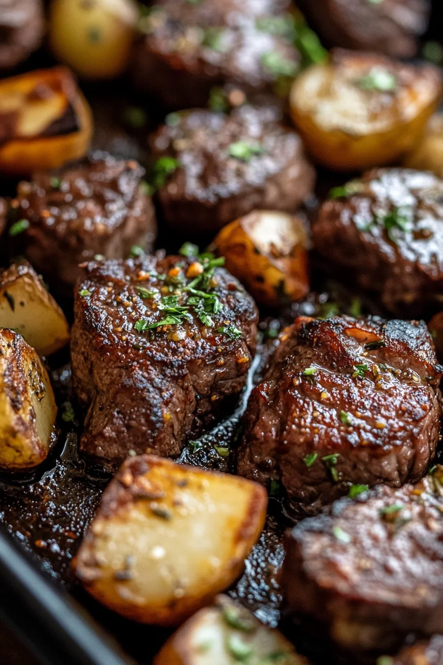 Garlic Butter Beef Bites with Potatoes