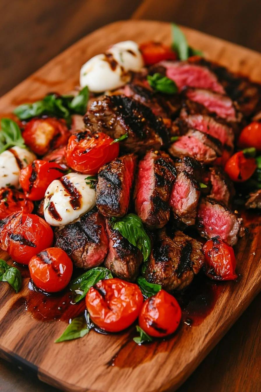Grilled Flank Steak Caprese with Balsamic Dressing