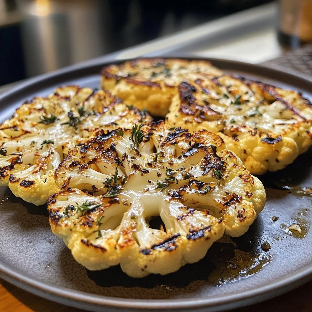 Grilled Garlic Cauliflower Steaks