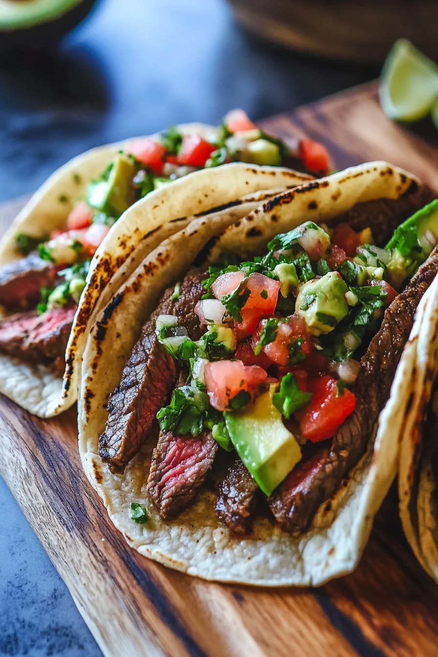 Grilled Steak Tacos with Avocado Salsa