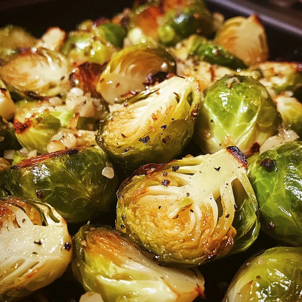 Honey Garlic Roasted Brussels Sprouts