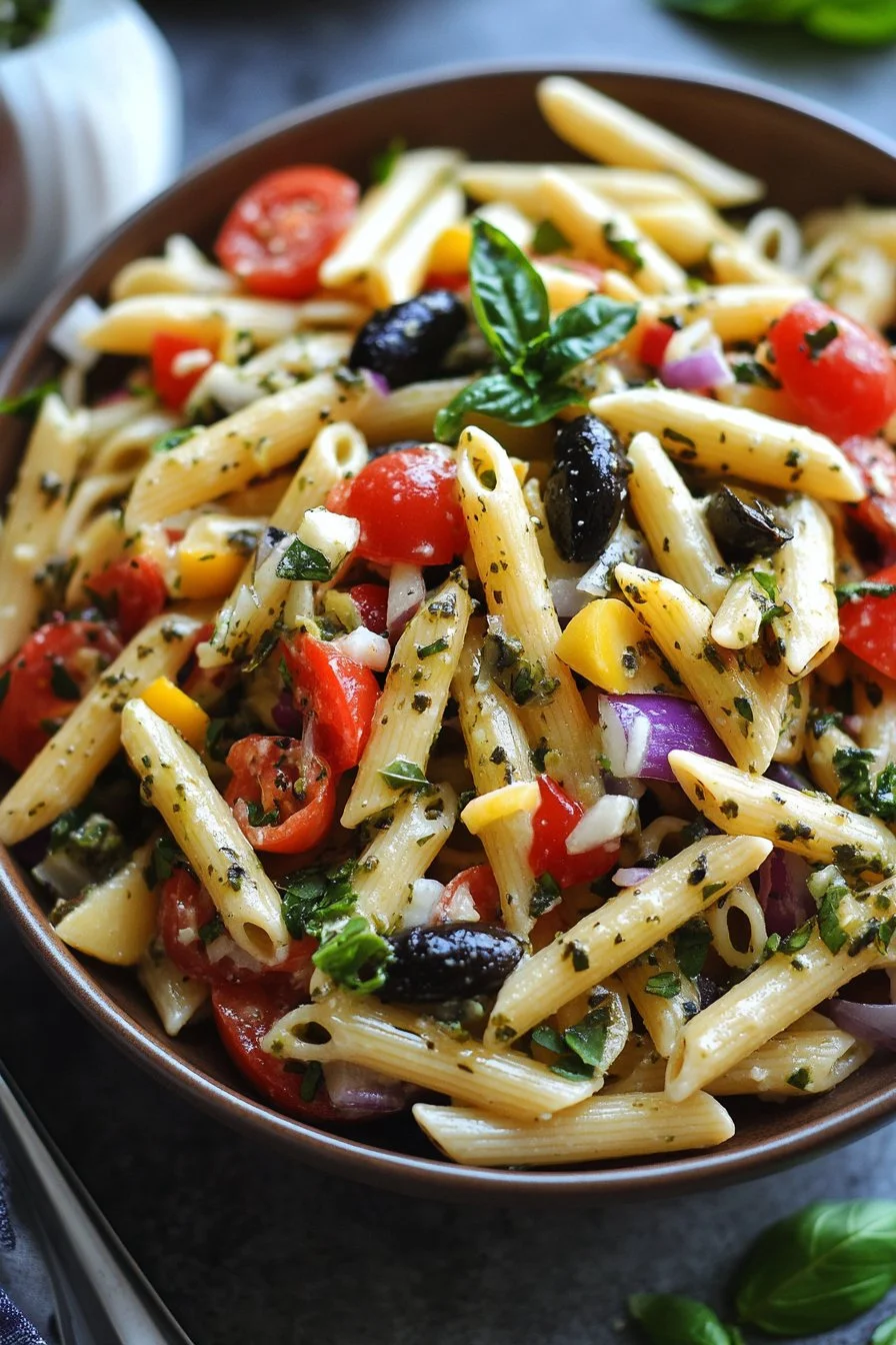 Lemon Herb Mediterranean Pasta Salad Recipe