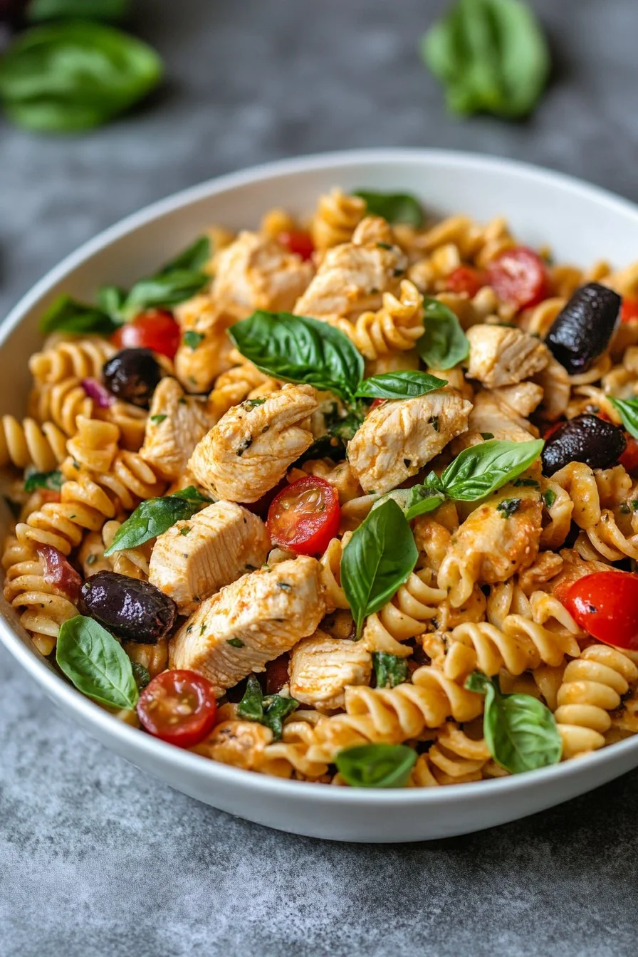 Mediterranean Chicken Pasta Salad