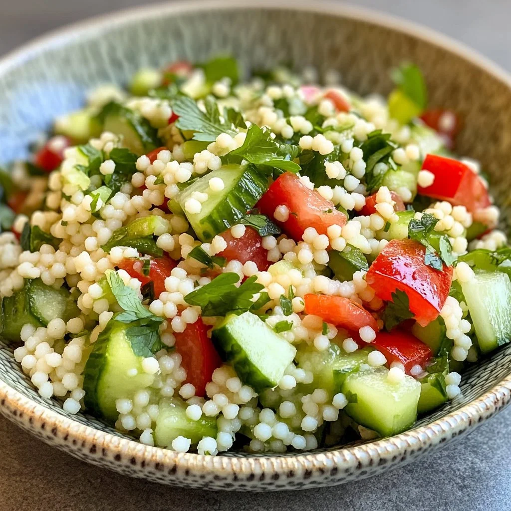 Refreshing Cucumber Couscous Salad with fresh vegetables and herbs