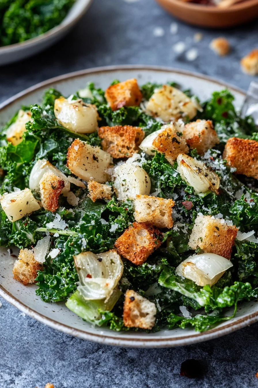 Roasted Garlic & Kale Caesar Salad