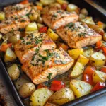Sheetpan Salmon and Potatoes with Veggies