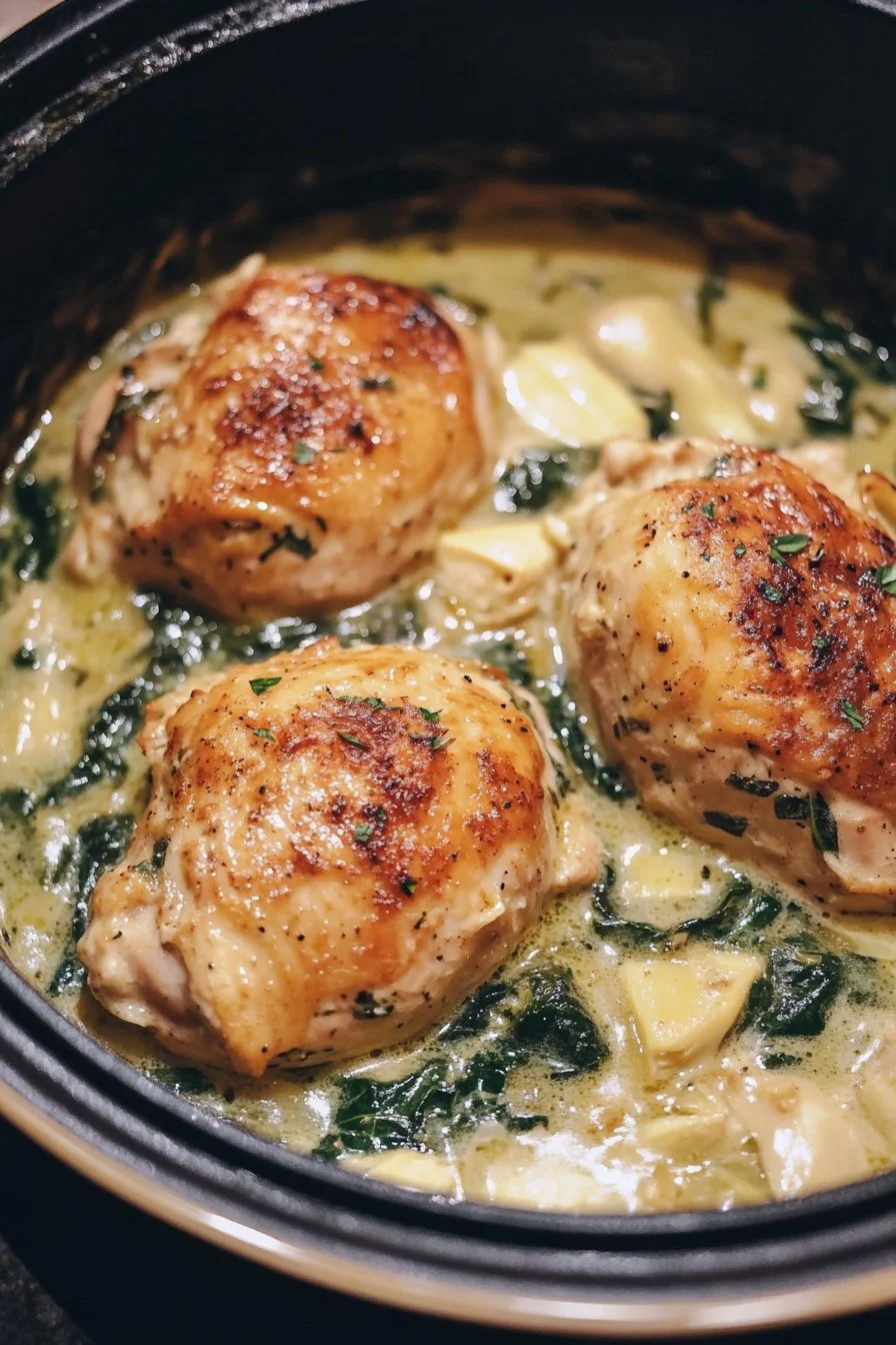 Slow Cooker Spinach Artichoke Chicken