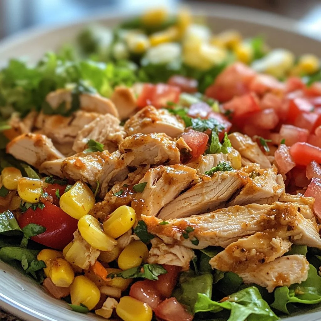 Colorful Southwest Chicken Salad with chopped veggies and grilled chicken