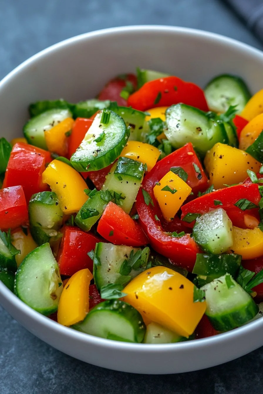 Viral TikTok Cucumber & Bell Pepper Salad