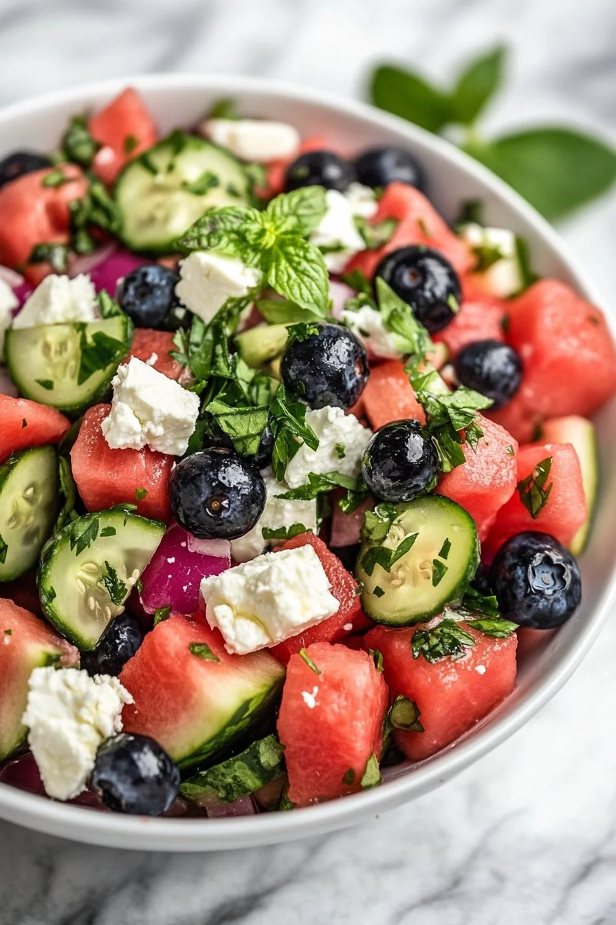 Watermelon Blueberry Feta Salad