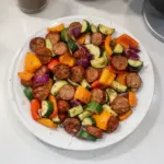 10 Minute Air Fryer Chicken Sausage and Veggies