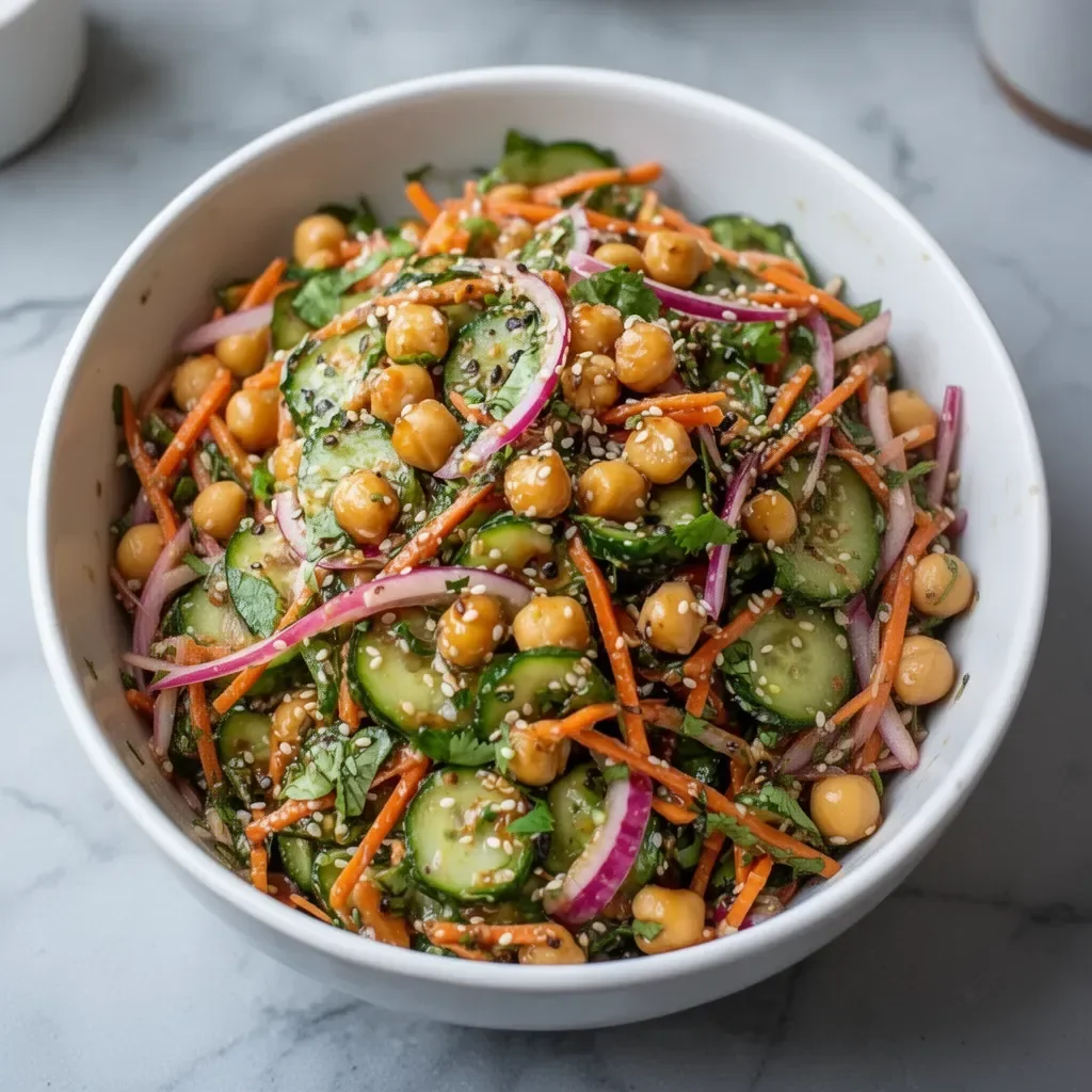 Asian Cucumber and Chickpea Slaw with Sesame Dressing