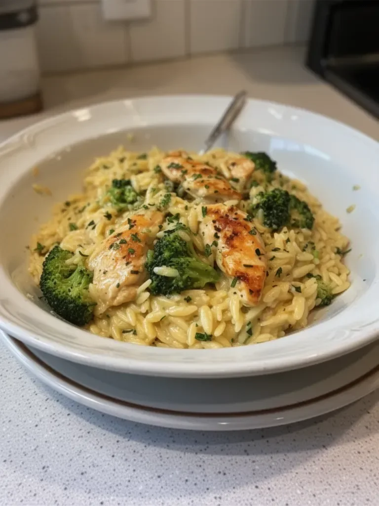 Cheesy Chicken Broccoli Orzo