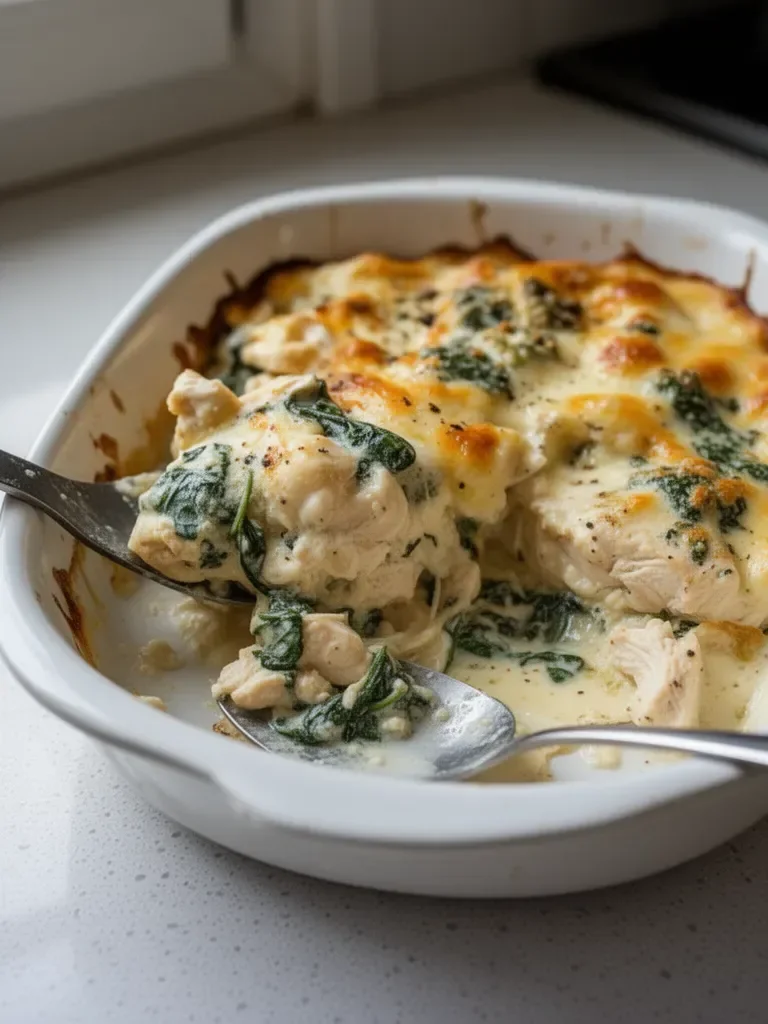 Chicken and Spinach Casserole with Cream Cheese